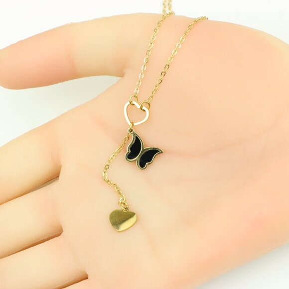 "Yellow Heart Pendant Necklace with Dangle Charm – Chic & Stylish Look, XPNL0365 - Picture 7 of 13